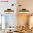THOMSON - Ventilateur de plafond avec lumière THOMSON ALMA avec 7 pales, diamètre de 50 cm et télécommande incluse - vignette
