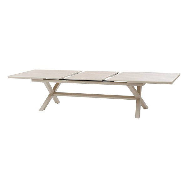 HESPERIDE - Table de jardin extensible "Axiome" effet bois lin & argile 12 places en aluminium - large