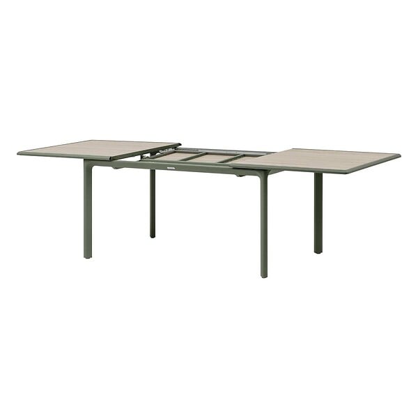 HESPERIDE - Table de jardin "Dilors" effet bois lin & vert laurier 10 places en aluminium - large