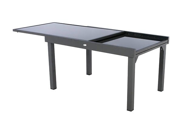 HESPERIDE - Table extensible rectangulaire en verre Piazza 6/10 places Gris anthracite - Hespéride - large