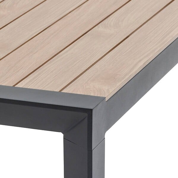 HESPERIDE - Table de jardin "Évasion" effet bois honey & graphite 12 places lates en aluminium - large