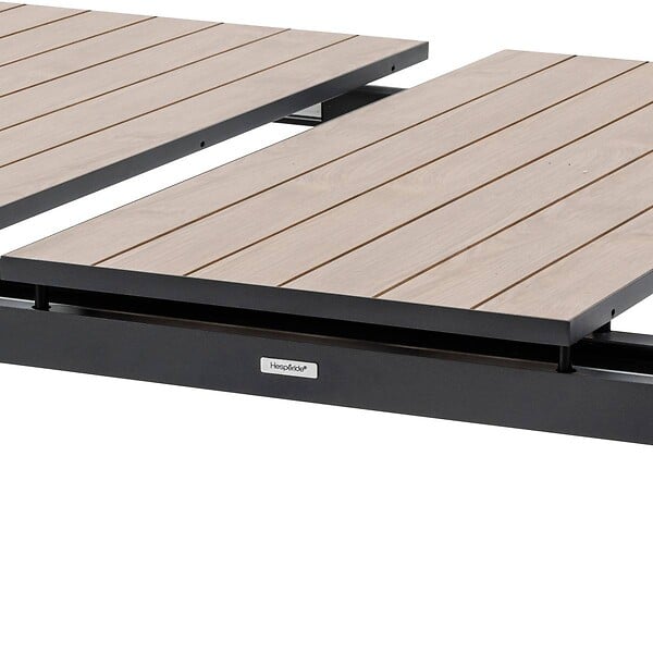 HESPERIDE - Table de jardin extensible "Évasion" effet bois honey & graphite 14 places lates en aluminium - large