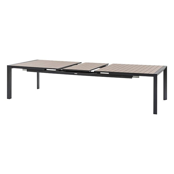 HESPERIDE - Table de jardin extensible "Évasion" effet bois honey & graphite 14 places lates en aluminium - large