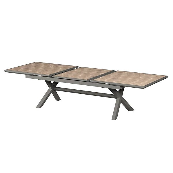 HESPERIDE - Table de jardin extensible "Axiome" effet bois honey & praline 12 places en aluminium traité époxy - large