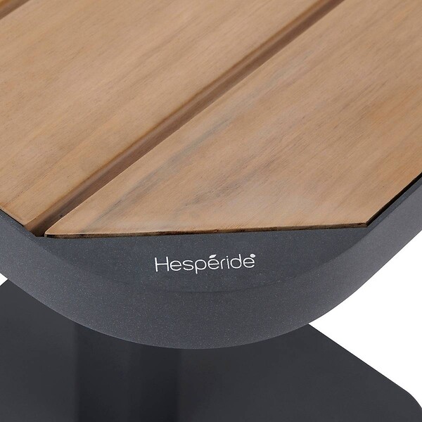 HESPERIDE - Table de jardin bistro "Tyla" acacia  & graphite en acier traité époxy - large
