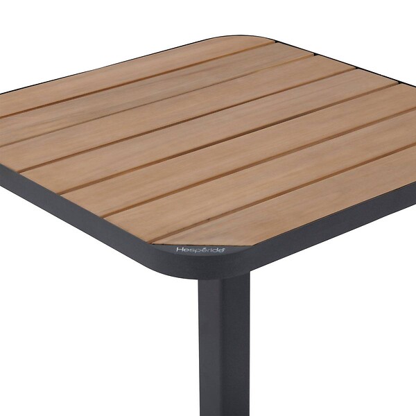 HESPERIDE - Table de jardin bistro "Tyla" acacia  & graphite en acier traité époxy - large