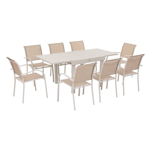 HESPERIDE - Table de jardin extensible "Piazza" argile 8 places en aluminium traité en epoxy - large