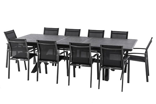 HESPERIDE - Table de jardin extensible "Axiome" ardoise granitée 10 places en aluminium traité époxy - large