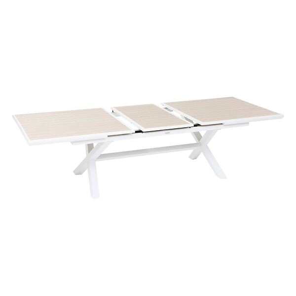 HESPERIDE - Table de jardin extensible "Axiome" en aluminium lin & blanc traité époxy 10 places - large