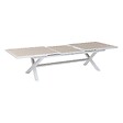 HESPERIDE - Table de jardin extensible "Axiome" en aluminium lin & blanc traité époxy 12 places - vignette