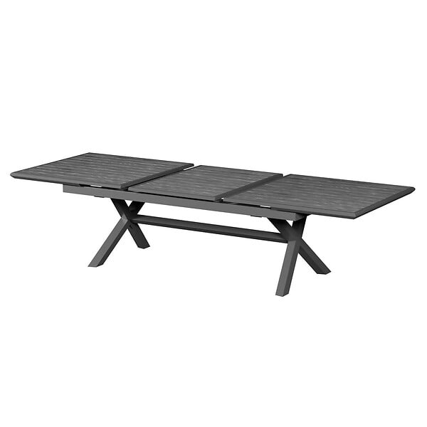 HESPERIDE - Table de jardin extensible "Axiome" ardoise granitée 12 places en aluminium traité époxy - large