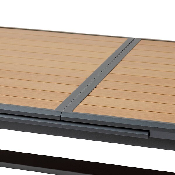 HESPERIDE - Table de jardin extensible "Axiome" effet bois honey & graphite 10 places en aluminium - large