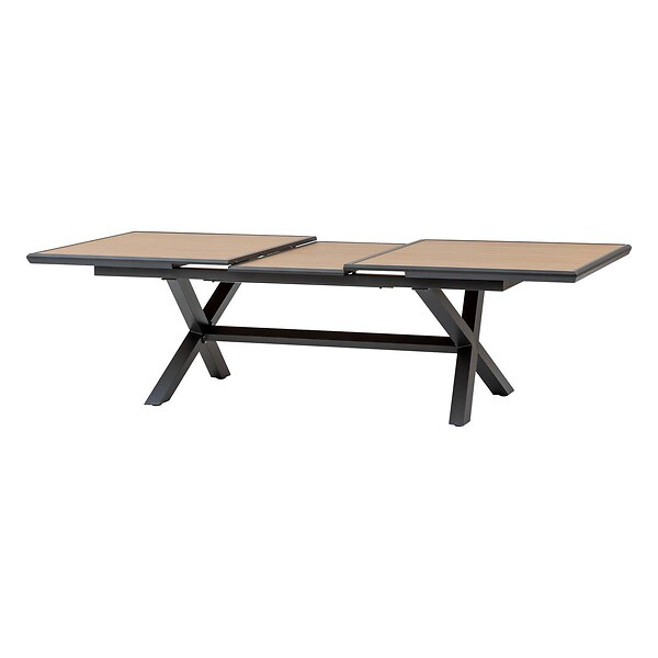 HESPERIDE - Table de jardin extensible "Axiome" effet bois honey & graphite 10 places en aluminium - large