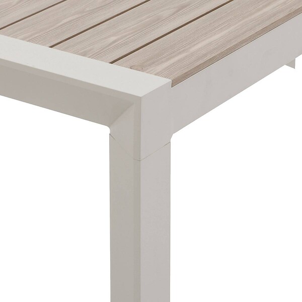 HESPERIDE - Table de jardin "Évasion" effet bois lin & argile 8 places lates en aluminium - large
