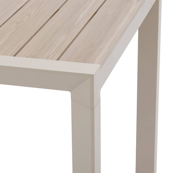HESPERIDE - Table de jardin "Évasion" effet bois lin & argile 6 places lates en aluminium - large