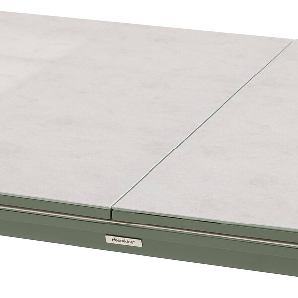 HESPERIDE - Table de jardin extensible "Pulpy" vert laurier & gris granite 12 places en aluminium verre et céramique - large