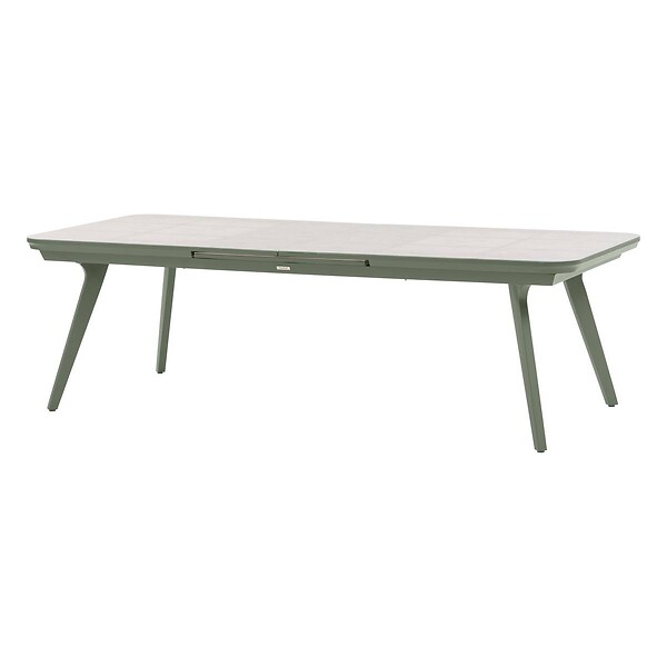 HESPERIDE - Table de jardin extensible "Pulpy" vert laurier & gris granite 12 places en aluminium verre et céramique - large