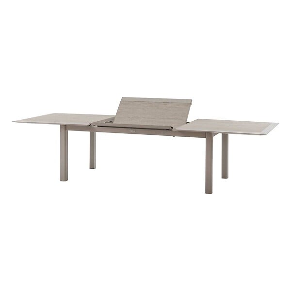 HESPERIDE - Table de jardin extensible "Allure" effet bois & avoine 12 places en aluminium - large