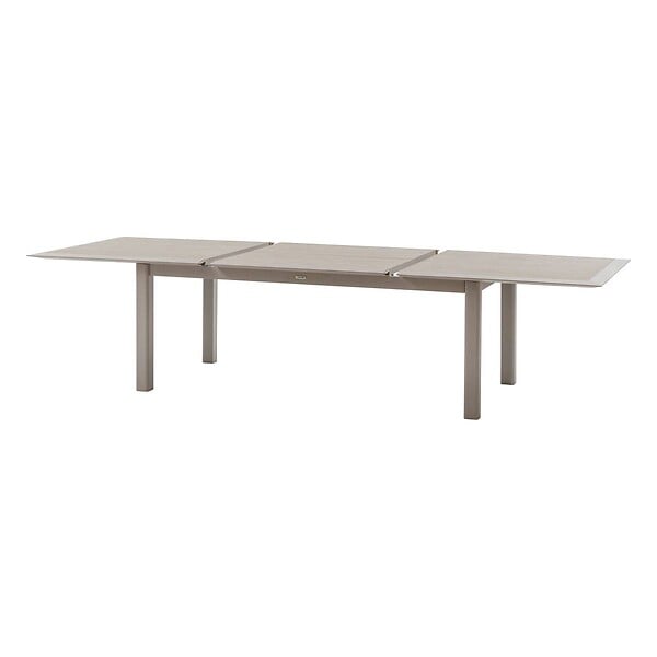 HESPERIDE - Table de jardin extensible "Allure" effet bois & avoine 12 places en aluminium - large