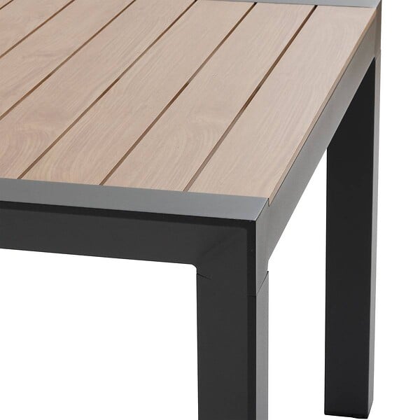 HESPERIDE - Table de jardin "Évasion" effet bois honey & graphite 8 places lates en aluminium - large
