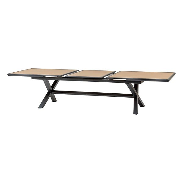 HESPERIDE - Table de jardin extensible AXIOME Effet bois Noix & Graphite 12 places - large