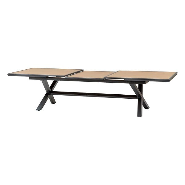 HESPERIDE - Table de jardin extensible AXIOME Effet bois Noix & Graphite 12 places - large