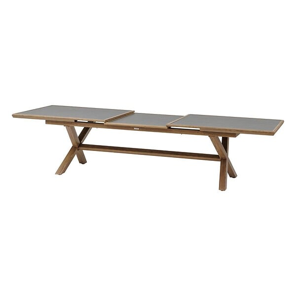 HESPERIDE - Table de jardin extensible "Axiome" graphite & honey 12 places en aluminium - large