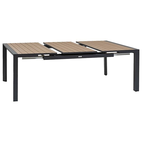 HESPERIDE - Table de jardin carrée extensible alu Evasion 8/10 places effet bois honey et graphite - Hespéride - large