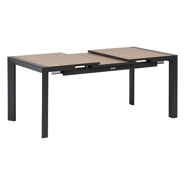 HESPERIDE - Table de jardin extensible "Évasion" effet bois honey & graphite 8 places lates en aluminium - large