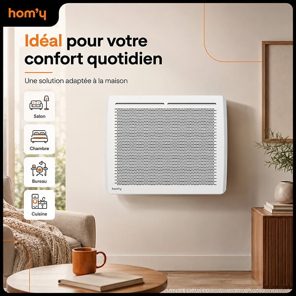 BESTHERM - Radiateur électrique fixe panneau rayonnant 1000W HOM'Y VAIL horizontal blanc NF - large