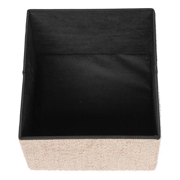 ATMOSPHERA - Pouf Pliable Coffre Soana en bouclette Beige foncé 38x38cm - large