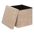 ATMOSPHERA - Pouf Pliable Coffre Soana en bouclette Beige foncé 38x38cm - vignette