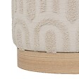 ATMOSPHERA - Pouf en tissu Blanc tufté et pied en Bois - vignette