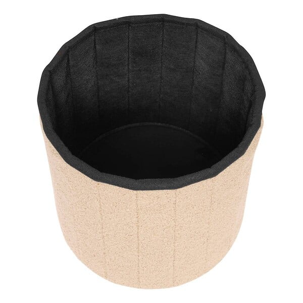 ATMOSPHERA - Pouf Pliable Coffre Jaiko en Bouclette Beige 32x38cm - large