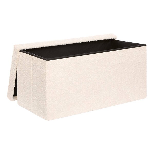 ATMOSPHERA - Pouf Pliable Coffre Soana en Bouclette Ivoire 76x38cm - large