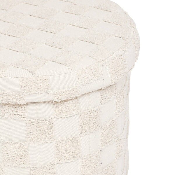ATMOSPHERA - Pouf pliant "Pasti" blanc D38x38cm - large