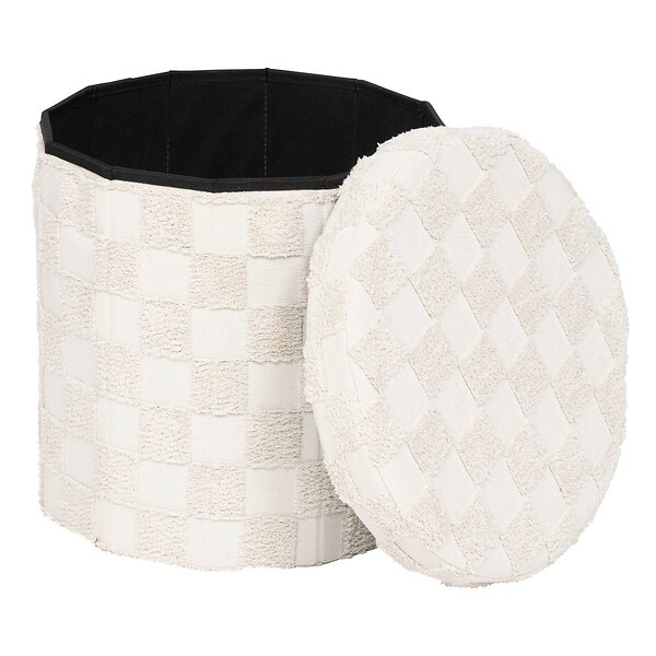 ATMOSPHERA - Pouf pliant "Pasti" blanc D38x38cm - large