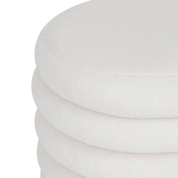 ATMOSPHERA - Pouf avec coffre en tissu à bouclettes Blanc 59 x 45 cm - large