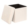 ATMOSPHERA - Pouf Pliable Coffre Soana en bouclette Ivoire 38x38cm - vignette
