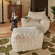 ATMOSPHERA - Pouf Muzi rectangulaire côtelé 61x78cm crème - vignette