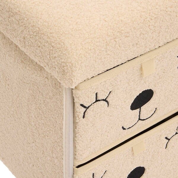 ATMOSPHERA - Pouf Pliant Enfant Ezzio Beige 4 Tirroirs 39x38x50 cm - large