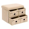 ATMOSPHERA - Pouf Pliant Enfant Ezzio Beige 4 Tirroirs 39x38x50 cm - vignette