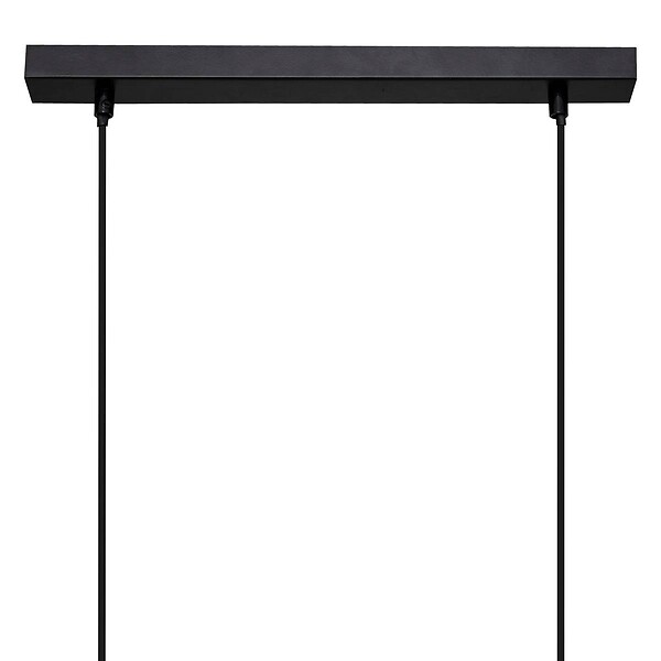 ATMOSPHERA - Luminaire Suspension 5 Lampes en Métal Noir et Bois de Pin L 60 cm - large