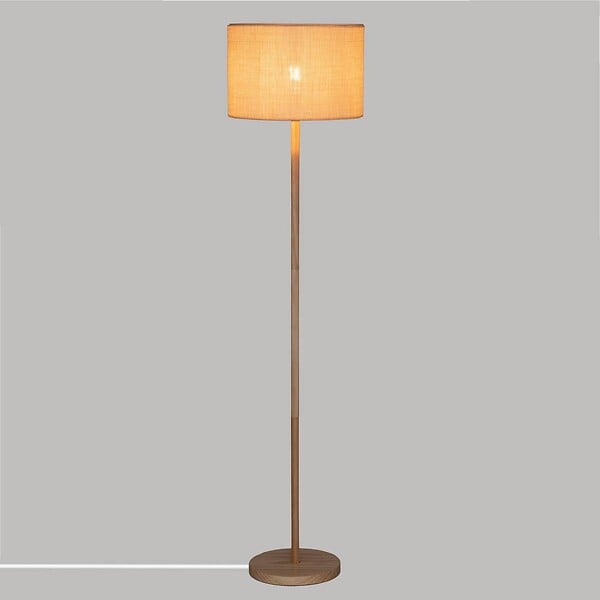 ATMOSPHERA - Lampadaire en Bois de Pin et Abat-jour Beige naturel tressé H 149.5 cm - large