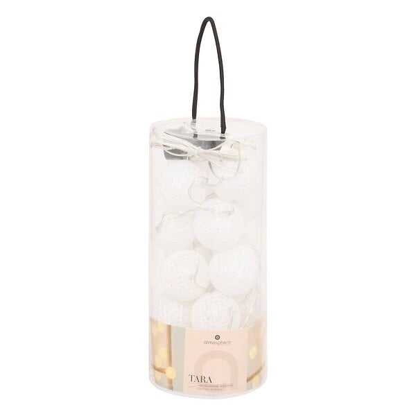 ATMOSPHERA - Guirlande décorative lumineuse 20 LED Boules en Coton Blanc D 6 x L 435 cm - large