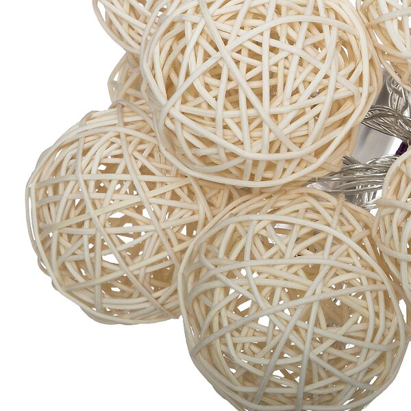 ATMOSPHERA - Guirlande décorative à piles 10 LED Boules en Rotin D 6 x L 162 cm - large