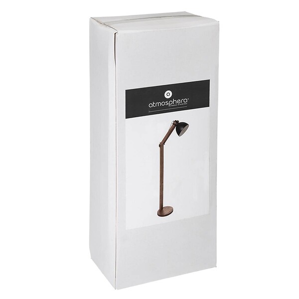 ATMOSPHERA - Lampadaire Pied en Bois et Abat-jour en métal Noir H 158 cm - large