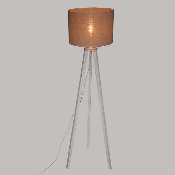 ATMOSPHERA - Lampadaire Trepied en Bois blanchi et Abat-jour Beige Lin H 143 cm - large