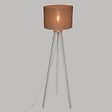 ATMOSPHERA - Lampadaire Trepied en Bois blanchi et Abat-jour Beige Lin H 143 cm - vignette