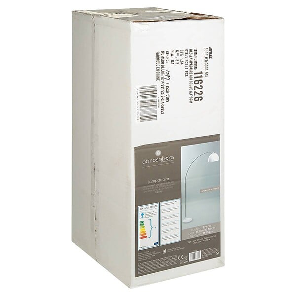 ATMOSPHERA - Lampadaire en Métal Blanc et Acier Chromé H 185 cm - large